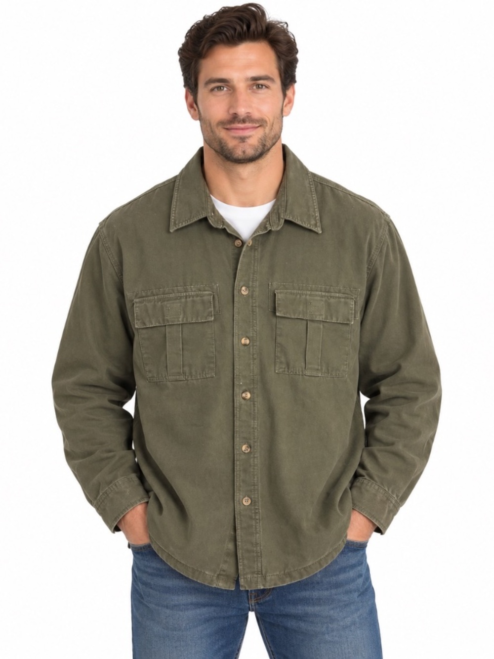 Arrow Blue Jeans Co Men’s XL Olive Green Utility Work Shirt Jacket 27x32